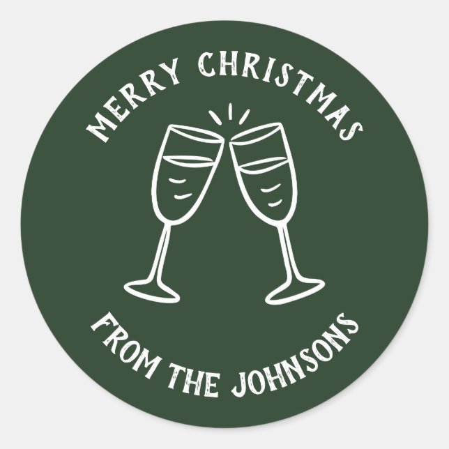 Sticker Rond Personalized Family Name Merry Christmas Drinks (Devant)