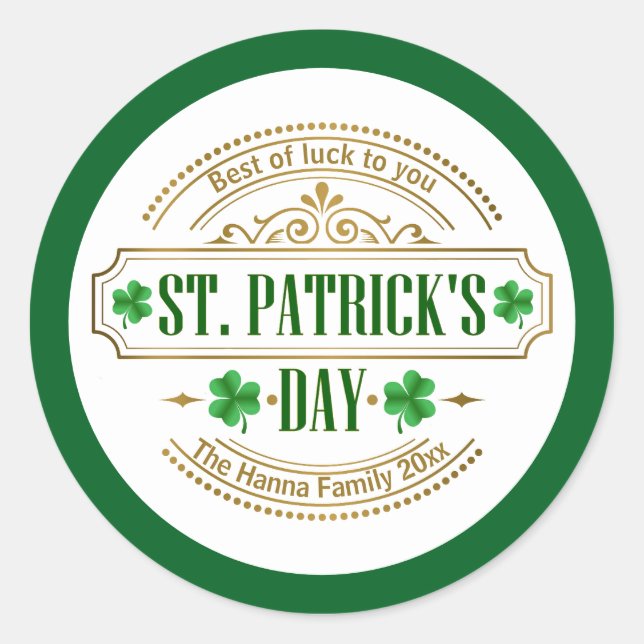 Sticker Rond Personalized St. Patrick's Day I Luck of the Irish (Devant)