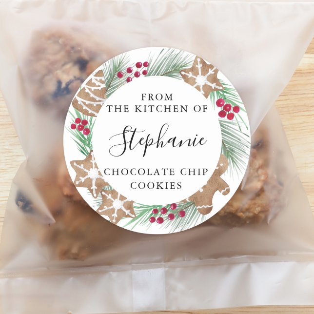 Sticker Rond Personalized Watercolor Cookie Exchange (Créateur téléchargé)