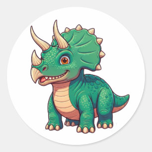 Sticker Rond Personnage de bébé dinosaure pour les enfants