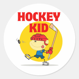 Sticker Rond personnage de dessin animé de hockey mignon