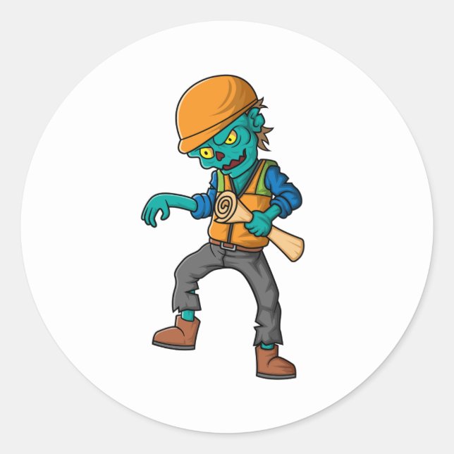Sticker Rond personnage de dessin animé de l'architecte zombie  (Devant)