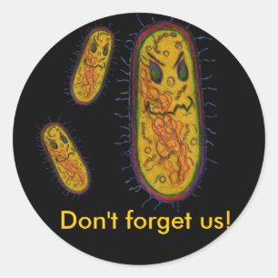 Sticker Rond Personnage de dessin animé moyen de bactéries