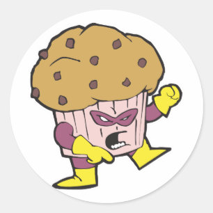 Sticker Rond personnage de super-héros muffin man