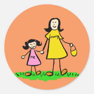 Sticker Rond Personnages de la famille des mères et des filles