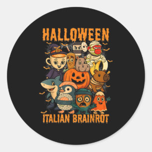 Sticker Rond Personnages de mème de brainrot italien Costume d'