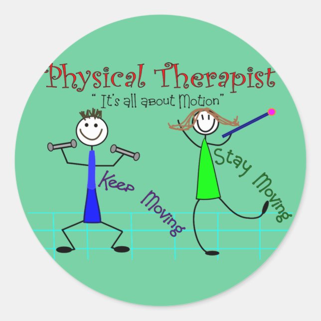 Sticker Rond Personnages en allumettes de physiothérapeutes "Co (Devant)