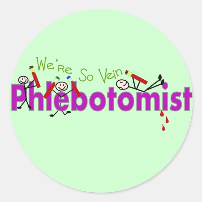 Sticker Rond Personnages en allumettes du phlébotomiste "Nous s (Devant)