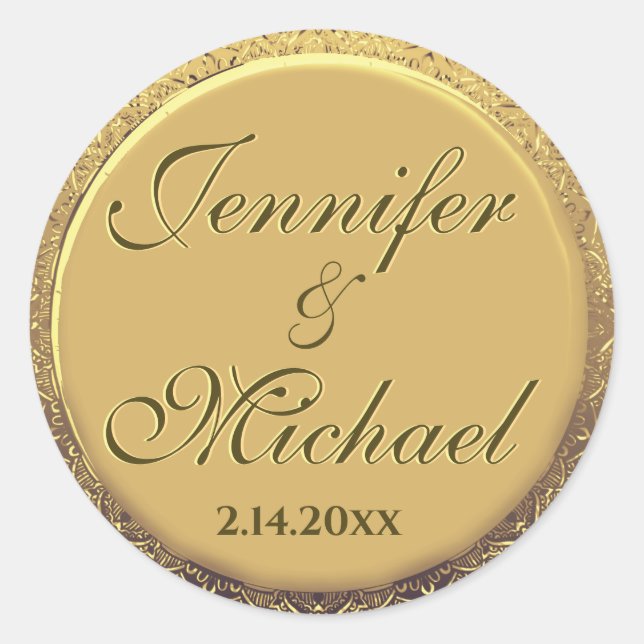 Sticker Rond Personnalisable Enregistrer la date Gold Seal (Devant)