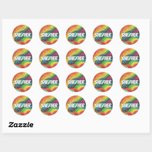 Sticker Rond Personnalisable, Lui/Lui, Rainbow Pronounes