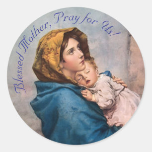 Sticker Rond Personnalisable Marie avec Jésus enfant