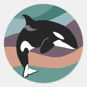 Sticker Rond Personnalisable Orca Killer Whale Anniversaire
