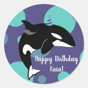 Sticker Rond Personnalisable Orca Killer Whale Anniversaire