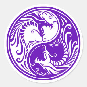 Sticker Rond Personnalisable Yin Yang Dragons
