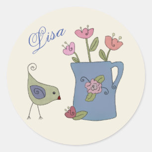 Sticker Rond Personnalisation de la canne avec oiseau