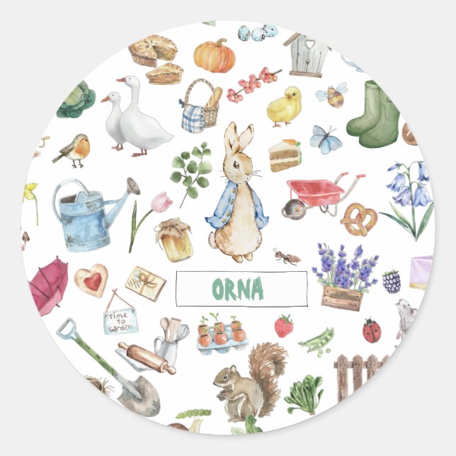 Sticker Rond personnalisation peter le lapin (Devant)