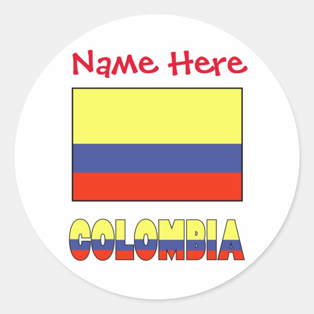 Sticker Rond Personnalisation rouge du drapeau colombien (Devant)