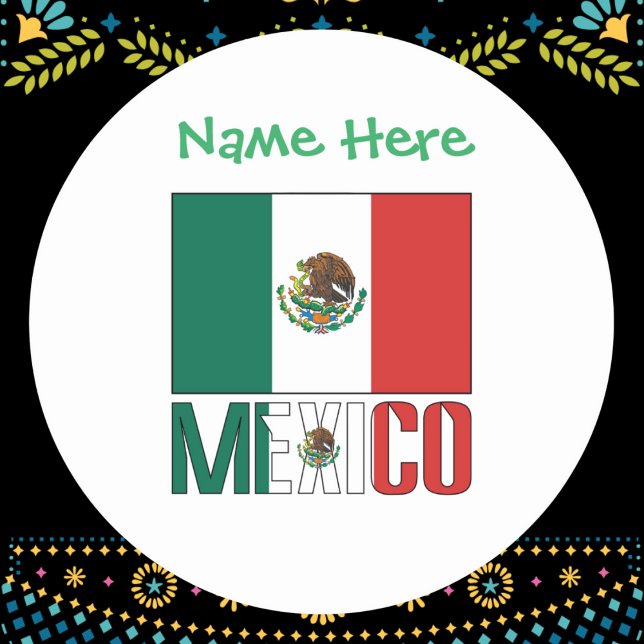 Sticker Rond Personnalisation verte du drapeau mexicain (Créateur téléchargé)