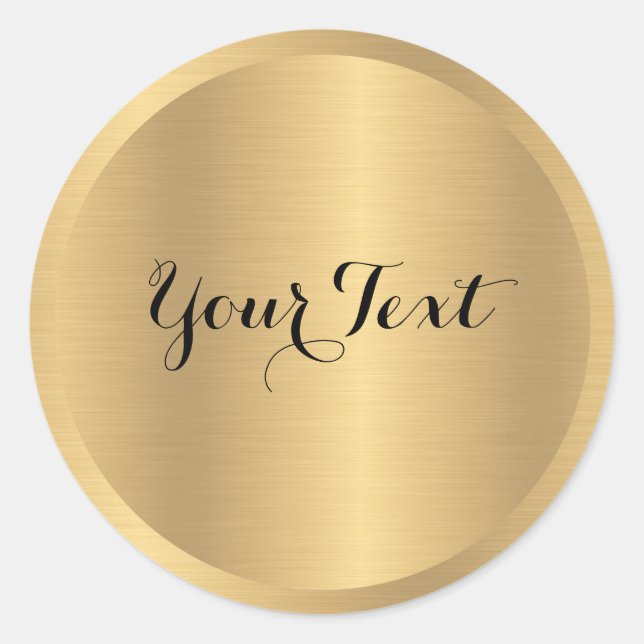 Sticker Rond Personnalisé Ajouter le texte Faux Gold Metallic M (Devant)