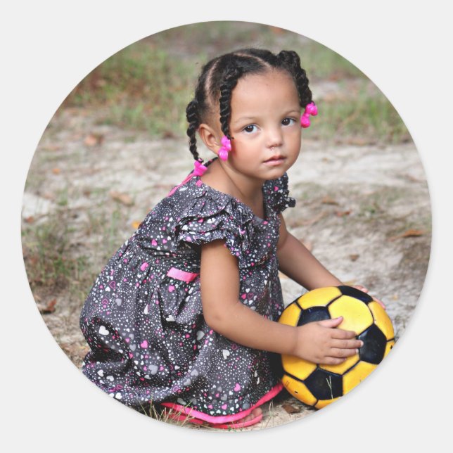 Sticker Rond Personnalisé, Ajouter une photo et du texte (Devant)