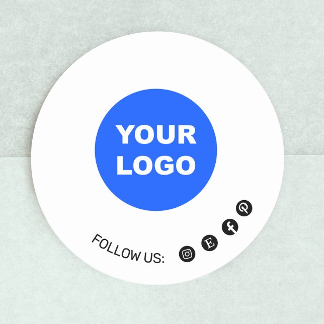 Sticker Rond Personnalisé Ajoutez Votre Logo Plain White Social (Créateur téléchargé)