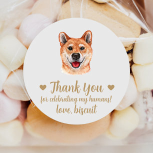 Sticker Rond Personnalisé Akita Inu Chien Mariage Faveur Sticke