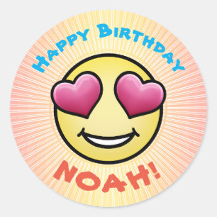 Sticker Rond Personnalisé Anniversaire Amour Emoji
