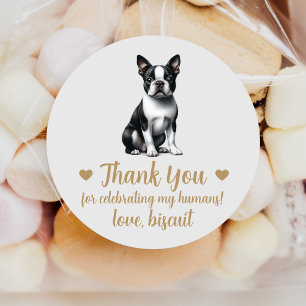 Sticker Rond Personnalisé Boston Terrier Chien Mariage Faveur S
