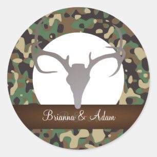 Sticker Rond Personnalisé chassant le mariage de Camo