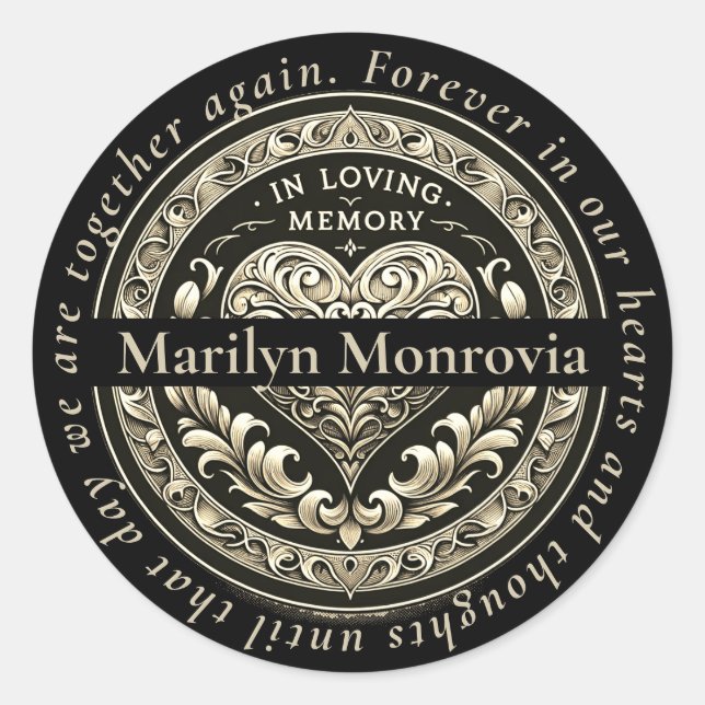 Sticker Rond Personnalisé Dans La Mémoire D'Amour (Devant)