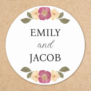 Sticker Rond Personnalisé Elégant Fleur sauvage Boho Chic Maria