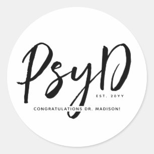Sticker Rond Personnalisé Elegant PsyD Docteur en Psychologie