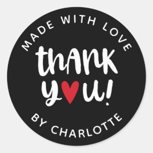 Sticker Rond Personnalisé Fabriqué Avec Merci D'Amour