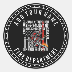 Sticker Rond Personnalisé Je Ne Crains Aucun Malin Pompier Croi