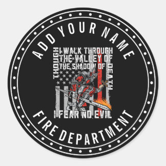 Sticker Rond Personnalisé Je Ne Crains Aucun Malin Pompier Croi