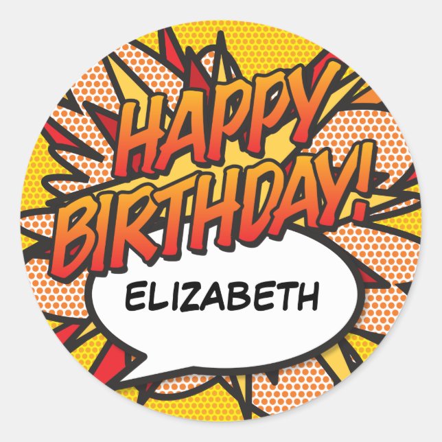 Sticker Rond Personnalisé JEUX ANNIVERSAIRE Fun Moderne (Devant)
