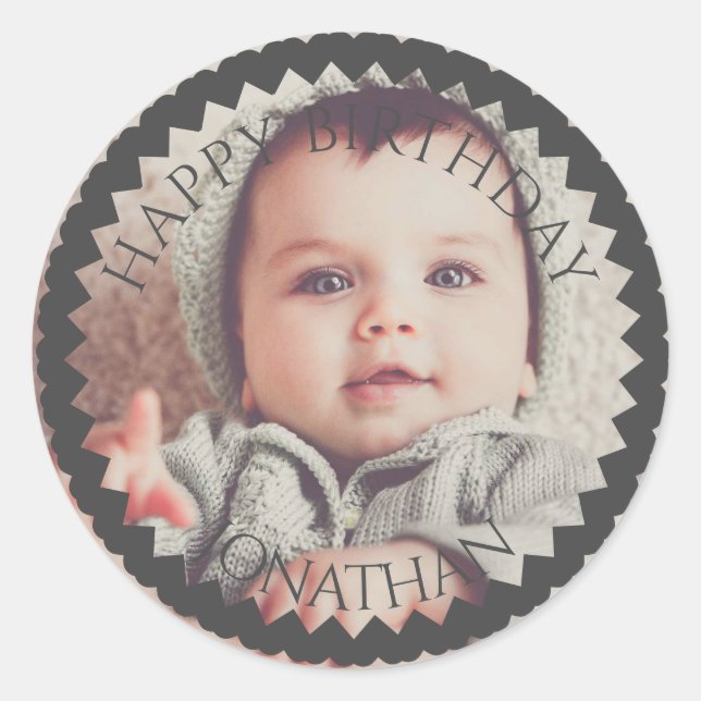 Sticker Rond Personnalisé Joyeux Anniversaire ajoutez votre nom (Devant)