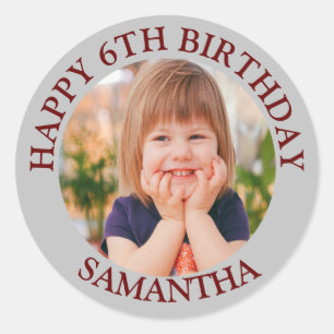 Sticker Rond Personnalisé Joyeux Anniversaire Nom photo Age