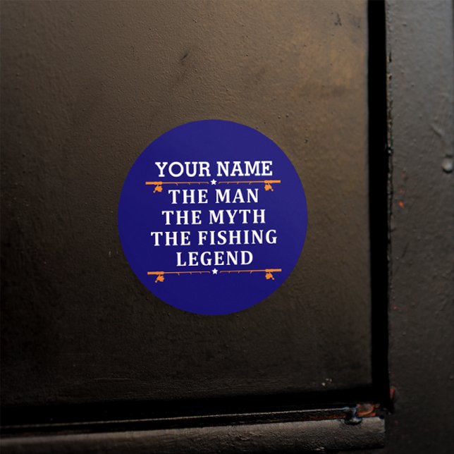 Sticker Rond Personnalisé L'Homme Le Mythe La Légende De La Pêc (Créateur téléchargé)