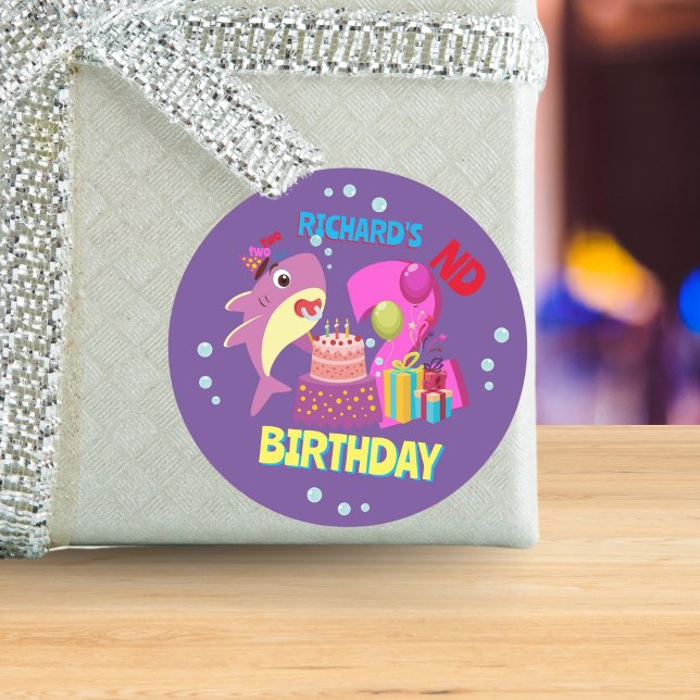 Sticker Rond Personnalisé maman tante Papa Papa papa Shark Anni (Créateur téléchargé)