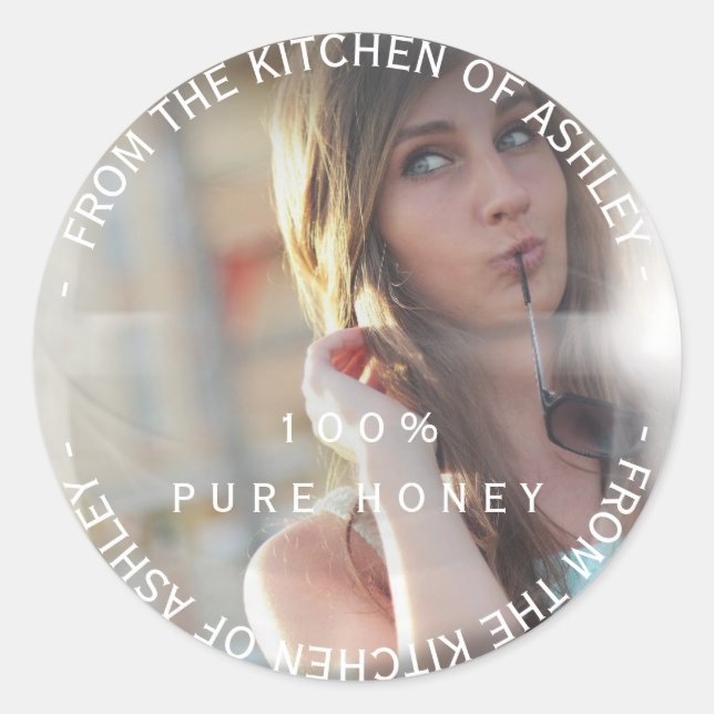 Sticker Rond Personnalisé miel fait maison Photo Sweet Bubble (Devant)