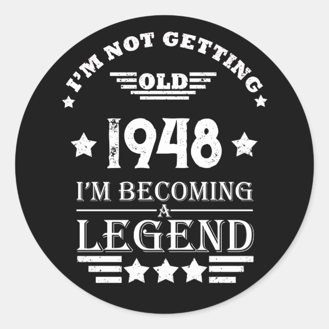 Sticker Rond Personnalisé noir blanc vintage 75e anniversaire (Devant)