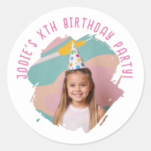 Sticker Rond Personnalisé Nom Pic Artsy Brushstroke Anniversair