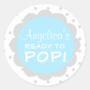 Sticker Rond Personnalisé prêt à pop Baby shower Blue Boy