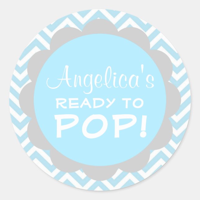 Sticker Rond Personnalisé prêt à pop Baby shower Blue Boy (Devant)