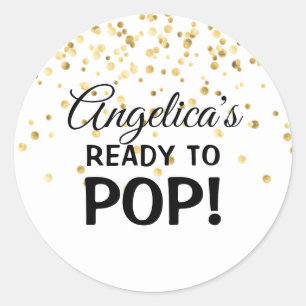 Sticker Rond Personnalisé prêt à taper le Baby shower blanc