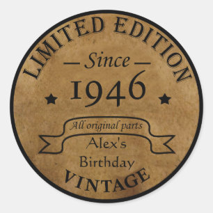 Sticker Rond Personnalisé quatre-vingt-cinq vintage 85e anniver