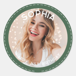 Sticker Rond Personnalisé Retro Midsiècle moderne 21e anniversa