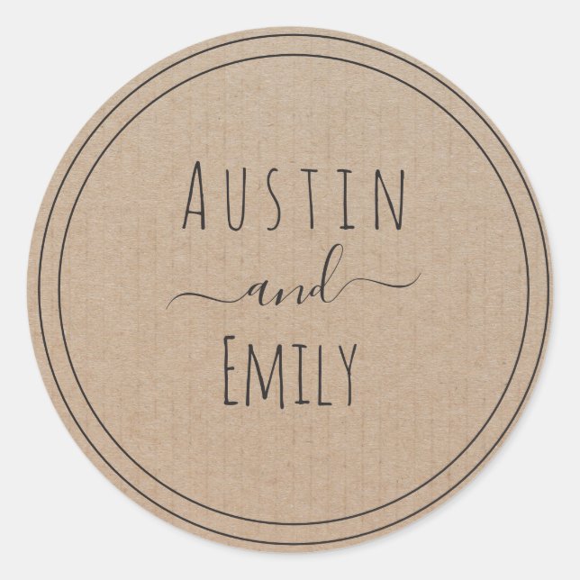 Sticker Rond Personnalisé Rustique moderne Boho Mariage (Devant)