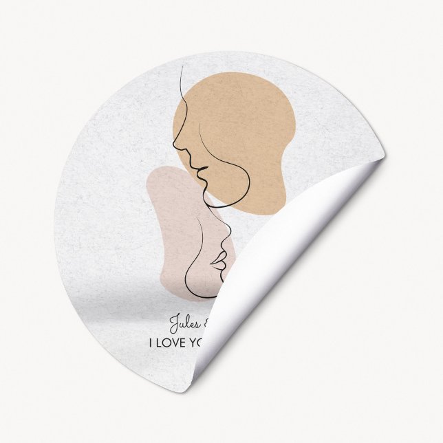 Sticker Rond Personnalisé, Une Ligne, Amour, Boho, Arabe (Créateur téléchargé)